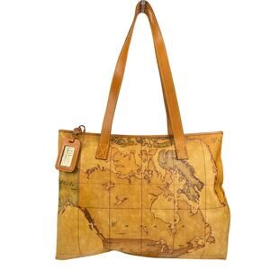 Alviero Martini 1A Classe Geo Map Tote Bag Large Italy Travel Shoulder Bag